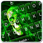 Neon Green Light Skull Keyboard Theme آئیکن