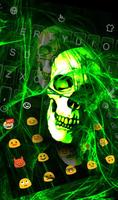 Neon Green Light Skull Keyboard Theme ảnh chụp màn hình 3