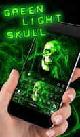 Neon Green Light Skull Keyboard Theme پوسٹر