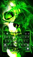Neon Green Light Skull Keyboard Theme screenshot 1