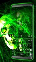 Neon Green Light Skull Keyboard Theme ảnh chụp màn hình 2