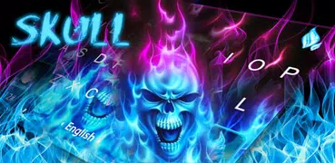 Hell Skull Fire Ice Keyboard Theme