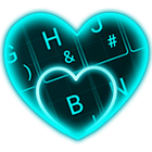 Live Neon Blue Heart Keyboard Theme Zeichen
