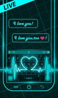 Live Neon Blue Heart Keyboard Theme 截图 3