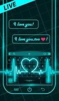 3 Schermata Live Neon Blue Heart Keyboard Theme