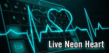 Live 3D Neon Blue Love Heart Keyboard Theme