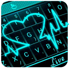 Live 3D Neon Blue Love Heart Keyboard Theme APK 下載
