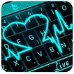 Live 3D Neon Blue Love Heart Keyboard Theme