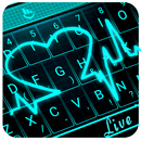 Live 3D Neon Blue Love Heart Keyboard Theme APK