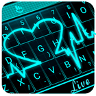 Live 3D Neon Blue Love Heart Keyboard Theme Zeichen