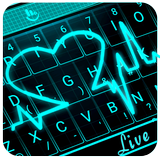 Live 3D Neon Blue Love Heart Keyboard Theme simgesi