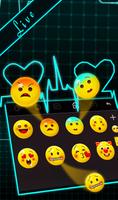 Live 3D Neon Blue Love Heart Keyboard Theme poster