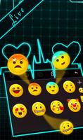 Live 3D Neon Blue Love Heart Keyboard Theme পোস্টার