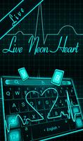 Live 3D Neon Blue Love Heart Keyboard Theme syot layar 1