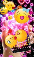 Sparkling Neon Hearts Keyboard Theme скриншот 3