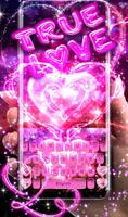 Sparkling Neon Hearts Keyboard Theme постер