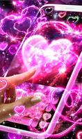 Sparkling Neon Hearts Keyboard Theme скриншот 1