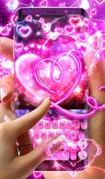 Sparkling Neon Hearts Keyboard Theme скриншот 2