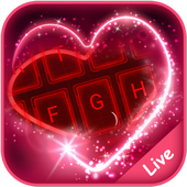 Live Neon Red Heart Keyboard Theme-icoon