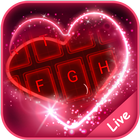 Live Neon Red Heart Keyboard Theme آئیکن