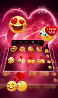 Live Neon Red Heart Keyboard Theme پوسٹر