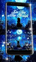 Live 3D Blue Moonlight Keyboard Theme Affiche