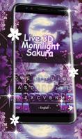 Live 3D Moonlight Sakura Keyboard Theme постер