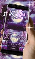 Live 3D Moonlight Sakura Keyboard Theme capture d'écran 2