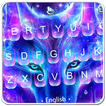 Live 3D Neon Blue Galaxy Wolf Keyboard Theme