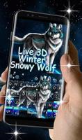 Live 3D Winter Snowing Wolf Keyboard Theme Affiche