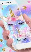 Lovely Water Star Unicorn Keyboard Theme captura de pantalla 2