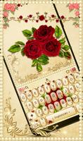 Luxurious Red Rose Golden Keyboard Theme poster