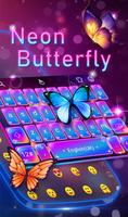 Swell Colorful Neon Butterfly Keyboard Affiche