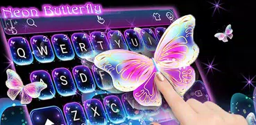 Colorful Glitter Neon Butterfly Keyboard Theme