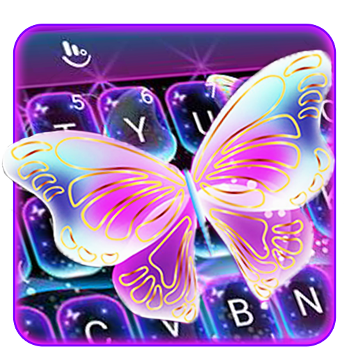 Colorful Glitter Neon Butterfly Keyboard Theme