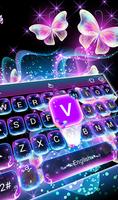 Colorful Glitter Neon Butterfly Keyboard Theme poster