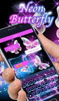 Glitter Neon Purple Butterfly Keyboard Theme 海报