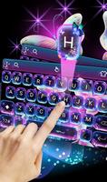 Glitter Neon Purple Butterfly Keyboard Theme capture d'écran 1