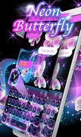 Glitter Neon Purple Butterfly Keyboard Theme ảnh chụp màn hình 2