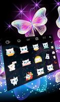 Glitter Neon Purple Butterfly Keyboard Theme 截图 3