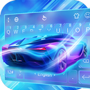 Cool Neon Blue Sports Car Keyboard Theme-APK