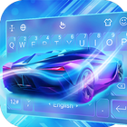Cool Neon Blue Sports Car Keyboard Theme icône