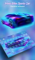 Cool Neon Blue Sports Car Keyboard Theme Affiche