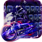 Neon Fire Motorcyclist icon