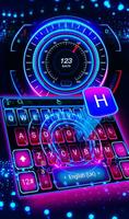 Neon Blue Hologram Super Racing Car Keyboard Theme постер