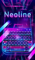 Neon Light Line Keyboard Theme penulis hantaran