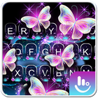 Glitter Neon Purple Butterfly Keyboard Theme simgesi