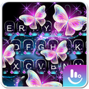 Glitter Neon Purple Butterfly Keyboard Theme APK