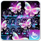 Glitter Neon Purple Butterfly Keyboard Theme أيقونة