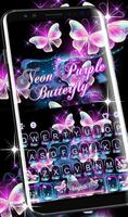 Glitter Neon Purple Butterfly Keyboard Theme syot layar 1